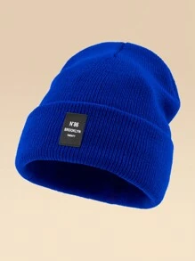 1pc Outdoor Casual N86BROOKLYN Logo Knitted Beanie Hat, Multiple Colors, Warm Winter Skull Cap Fall Outfit