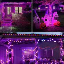 1pc & 2pcs Halloween Decor năng lượng mặt trời 120LED dây đèn cổ tích màu tím và cam, đèn cổ tích chạy bằng năng lượng mặt trời với 8 chế độ, đèn dây đồng đen chống thấm nước cho tiệc sân ngoài trời trang trí Halloween - nhiều màu - Xem 10
