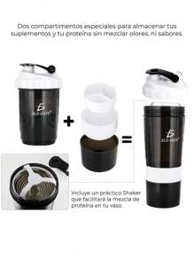 Vaso Mezclador VAS.17 para gimnasio o actividades deportivas permite mezclar una porción generosa de proteína o batidos Jovenes/Adultos sin grumos y suaves  ELE-GATE - Multicolor - Ver 2