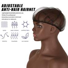 4/8/12 piezas, set de gorra elástica negra de 18 pulgadas, redecilla para el cabello, cubierta para la cabeza para servicio de alimentos, chef, hospital, prevención de la pérdida de cabello por quimioterapia - Negro - Ver 6