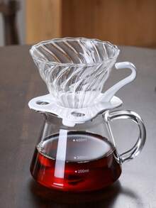 1 pieza Cafetera de compartir de 400 ml reutilizable con embudo de café y taza de filtro graduado, de vuelta a clases