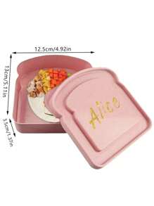 1 Pc Customized Name Toast Box Lunch Bag Bread Freshness Preservation Bento Case Organizer With Lid Sandwich Breakfast Container Portable For Outdoor Picnic Meal Accessories Personalized DIY Pattern With Name Customiz