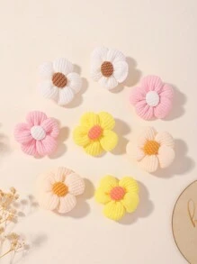 8pcs Solid Color 5-Petal Flower Baby Bangs Clips & Hair Accessories Love Valentine - Multicolor - View 3