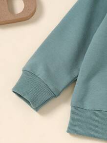 2 件装男婴字母印花长袖运动衫和弹力裤套装，秋季 - 綠色 - 查看 5