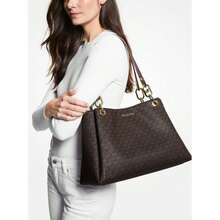 Michael Kors | Trisha Large Logo Shoulder Bag - Brown - View 4