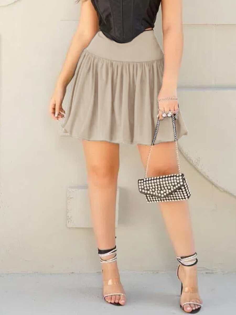 WOMEN'S SUPLEX BALLOON SKIRT FASHION BLOGGER 2024/2025 - 米色 - 查看 1