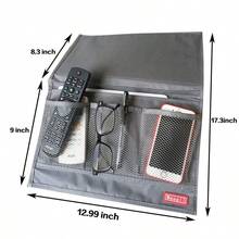 Bedside Caddy 6 Pockets Bedside Organizer Caddy Fit Tablet Magazine Phone Glasses, Under Mattress Remote Control Holder Storage Organizer - 灰色 - 查看 3