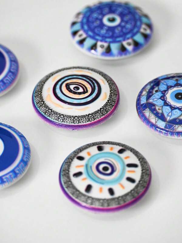 2 piezas Imán de nevera redondo con relieve en ojo del mal de estilo elegante, adecuado para decoración del hogar y regalos de cumpleaños