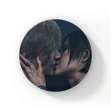 58mm New Leon Kennedy Pink Bow Heart Cute Button Pin Evil Game Creative Leon Brooch Badge For Bag Accessories Friends Gift - 58mm - View 28