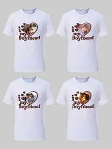 定制“我爱你”宽松 T 恤，个性化印有朋友/情侣/家人/宠物心形照片，家庭聚会团体服装定制，结婚礼物，母亲节礼物，父亲节礼物，挚友礼物，周年纪念礼物，情人节礼物，黑色上衣，秋季服装，秋季上衣，女士上衣