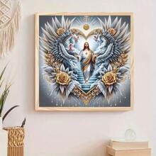 1 件耶稣圣心 5D 钻石画套装，主题钻石画艺术，手工 DIY 钻石画十字绣，无框墙面装饰，适用于客厅、卧室、办公室，令人惊喜的艺术礼物