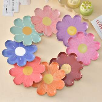 10 piezas Plato desechable de margarita para vajilla, plato de pastel, picnic, decoración de fiesta de cumpleaños, boda, fiesta de Navidad, decoración navideña, regalos y decoración de Navidad