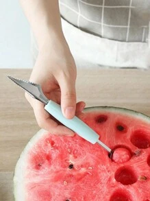 1pc Stainless Steel Watermelon Slicer, Melon Ball Machine Stainless Steel Melon Spoon With Corer, Multifunctional Fruit Cutter Kitchen Tools