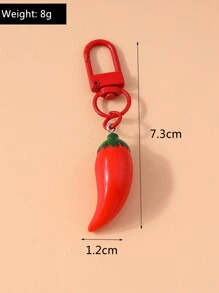 1pc Creative Chili Pepper Keychain, Personalized Imitation Food Pendant Keyring For Women Car Accessories Bag Charm School Cute Goth Y2k - Red - View 5