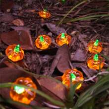 1 pièce Guirlande lumineuse en forme de citrouille 3D - Alimentée par pile, décoration d'Halloween et de Thanksgiving intérieure/extérieure avec 20 lumières LED pour fête de vacances