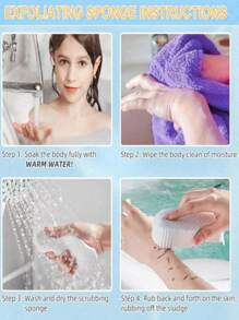 1 pieza Esponja exfoliante para baño, esponja de ducha suave y cómoda para una limpieza delicada de la piel, bolsa, organizador, almacenamiento, pinzas de pelo