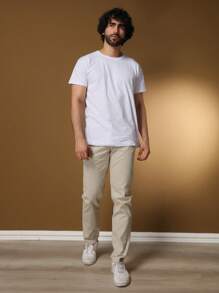 Men's Twill Pants Tailoring Slim Sport Knife Pocket Built-In Pocket - Màu be - Xem 6