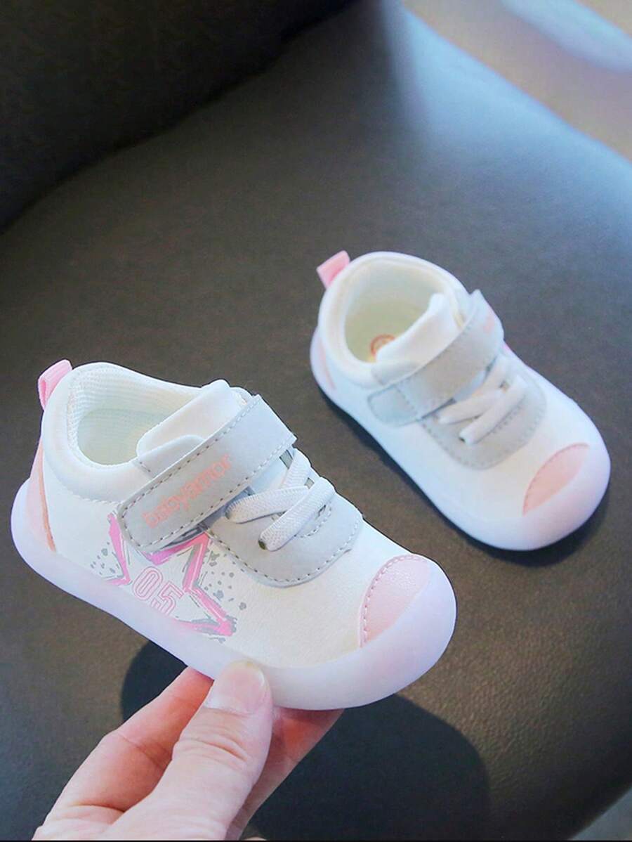 1-3 Years Old Toddler Soft Sole Non-Slip Leather Waterproof Comfortable Casual Sneakers With Hook And Loop For Boys And Girls, Spring Autumn - Pink - View 1