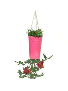 Enameled Galvanized Upsidedown Tomato Pepper Hanging Planter, HotPink - 粉色 - 查看 2