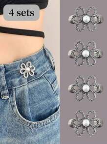 4 juegos de hebilla de botón con forma de estrella de cinturón desmontable, clip de cintura ajustable para pantalones, faldas y jeans para la calle - Multicolor - Ver 24