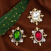 1pc Fashionable Egg Crystal Women Brooch, Gold Plated Christmas Scarf Dress Pin, Birthday Party Valentine Gift