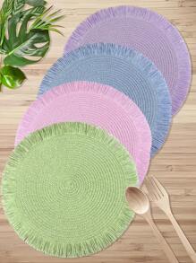 1/4/6 piezas Manteles individuales con borlas coloridas, estilo bohemio, aislantes del calor y antideslizantes, adecuados para bodas, fiestas, San Valentín, celebraciones festivas, picnics, banquetes de cumpleaños y decoración de la vajilla