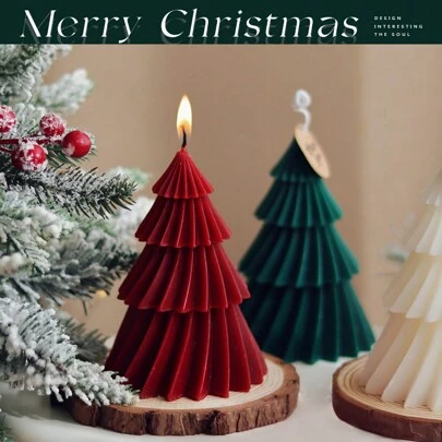 1个绿色/红色树形蜡烛礼品，1个树形蜡烛礼品装饰品，香氛蜡烛，创意手工香薰蜡烛，节日装饰蜡烛，无烟，持久留香，家居卧室装饰，送给女性的完美礼物，家居装饰，圣诞装饰礼物，圣诞礼物