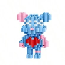 1PC 微小颗粒可爱熊系列积木摆件礼物成人益智高难度减压积木玩具