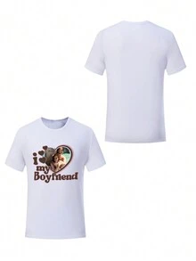 定制“我爱你”宽松 T 恤，个性化印有朋友/情侣/家人/宠物心形照片，家庭聚会团体服装定制，结婚礼物，母亲节礼物，父亲节礼物，挚友礼物，周年纪念礼物，情人节礼物，黑色上衣，秋季服装，秋季上衣，女士上衣