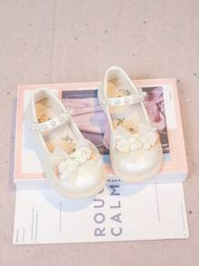 Girl Kids Flat Shoes, Pale Pink Baby Bowknot Shoes, Milky White Children Footwear