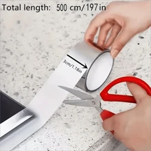 1 件铝箔密封胶带，自粘防水防霉修补胶带，适用于浴缸、浴室、淋浴、卫生间、厨房面盆、墙壁，3 厘米/1.18 英寸 * 500 厘米/197 英寸 - 銀色 - 查看 2