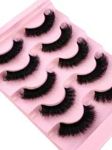 5Pairs/Pack Natural Thick Fluffy Volume False Eyelashes Dramatic Messy Mink Lashes Wispy Long 8D Volume Lasting Wispy False Eyelash Strips Foxy Eye Lifting Look Extension Full Eyelash Strip To Lengthen And Volumize The Outer Corner Of Your Eye Strip Lashes, Lashes, Eyelashes, Fake Lashes