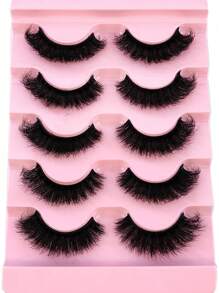 5Pairs/Pack Natural Thick Fluffy Volume False Eyelashes Dramatic Messy Mink Lashes Wispy Long 8D Volume Lasting Wispy False Eyelash Strips Foxy Eye Lifting Look Extension Full Eyelash Strip To Lengthen And Volumize The Outer Corner Of Your Eye Strip Lashes, Lashes, Eyelashes, Fake Lashes