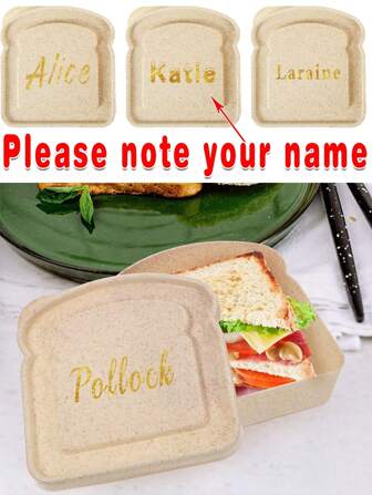 1 Pc Customized Name Toast Freshness Preservation Box Organizer Bread Bento Case Sandwich Breakfast Containers With Lid Lunch Bag With Name Customiz Portable For Outdoor Picnic Meal Accessories Personalized DIY Pattern Canmping