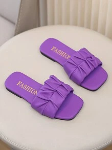 Children Fashion Outdoor Sandals Summer Square Toe Flat Shoes Strap Sandals New Style Girls Shoes Stylish Beach Slippers - Purple - View 6