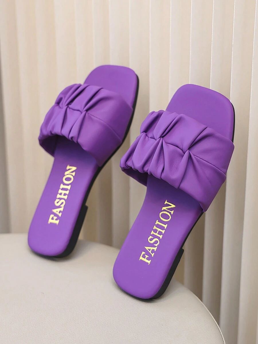 Children Fashion Outdoor Sandals Summer Square Toe Flat Shoes Strap Sandals New Style Girls Shoes Stylish Beach Slippers - Purple - View 1