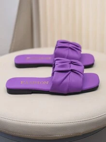 Children Fashion Outdoor Sandals Summer Square Toe Flat Shoes Strap Sandals New Style Girls Shoes Stylish Beach Slippers - Purple - View 3