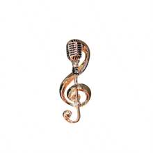 1pc Metal Microphone Shape Brooch, Fashionable Music Note Design, Suitable For Daily Wear On Sweater Or Suit Dress Accessories Pin For Clothes Bag Charm School