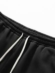 Plus Size Winter Thermal Lined Loose Casual Pants, Sweatpants For Men - Black - View 5