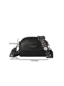 Bolso bandolera minimalista y de moda, bolso de hombro de PU con estilo, bolso casual y billetera para teléfono de mujer - Negro - Ver 4