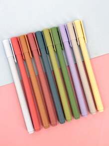 Set de 5 piezas/10 piezas de bolígrafos de colores neutros surtidos, bolígrafos de tinta multiusos minimalistas para estudiantes y oficina, con recambios de diferentes colores en cada caja