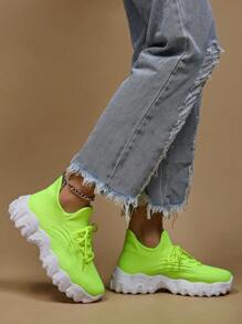Women's Breathable Round Toe Slip-On Cushion Sneakers, Ladies' Casual Knitted Shoes - Green - View 5