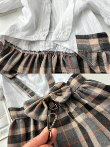 1 件可爱格子连衣裙，背面带蝴蝶结，可调节皮带，适合猫狗宠物，春夏日常装，情人节约会装 - 彩色 - 查看 5