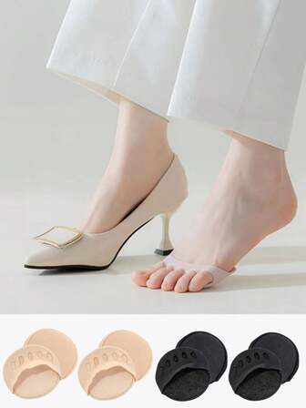 2双/4双装女士高跟鞋鞋垫，舒适透气吸汗鞋垫，前脚掌隐形防滑防摩擦趾袜