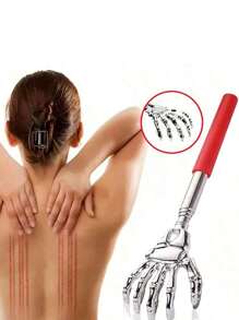 1pc Portable Adjustable Retractable Back Scratching Massage Tool, Halloween Metal Ghost Hand Expandable Back Scratching Stick, Portable Novelty Claw Scratching Tool Simulating Hand Toy Decorative Support