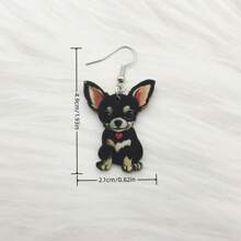 1pair Charming Black Dog Acrylic Earrings - Cute Cartoon Style, Suitable For Party, Wedding And Gift