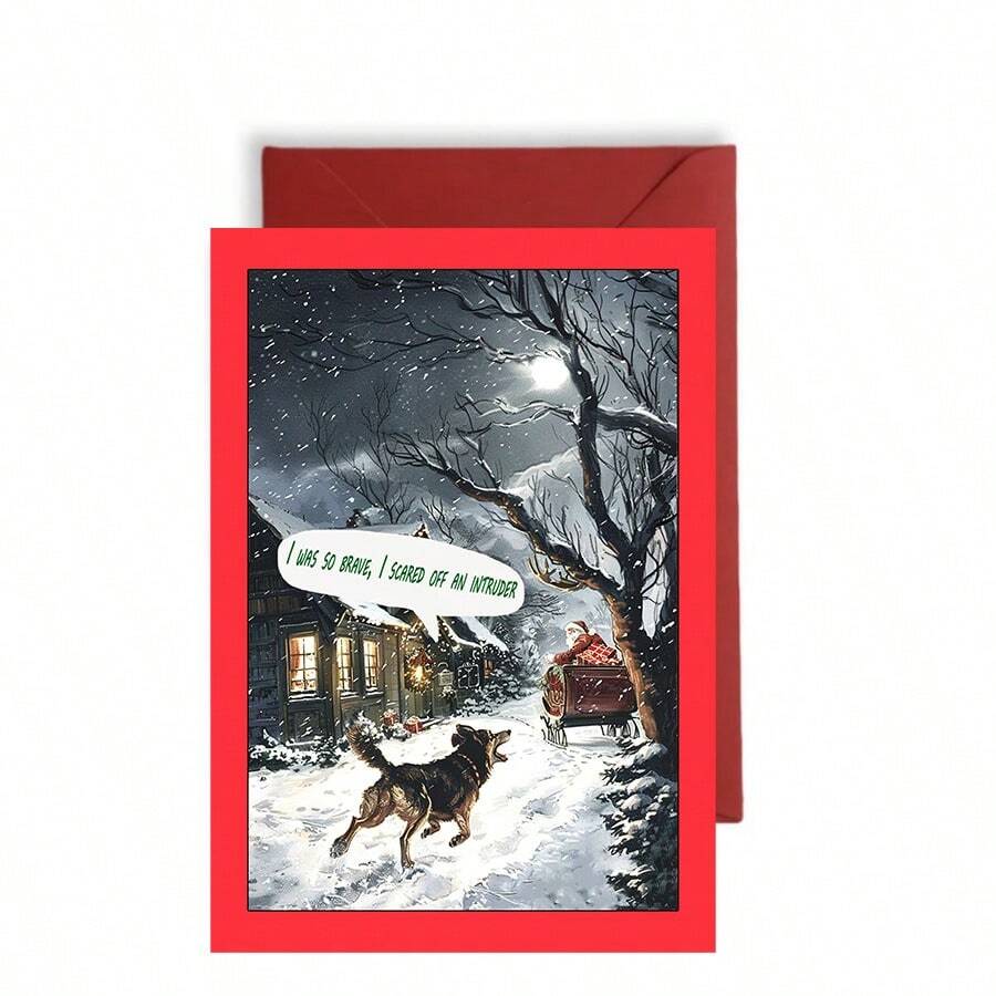 1pc/2pcs Funny Dog Christmas Greeting Card - Made Of High Quality Thick Paper, Beautifully Designed, Comfortable Feel - Perfect For Holiday Greetings And Party Gifts, Halloween, Halloween Decoration