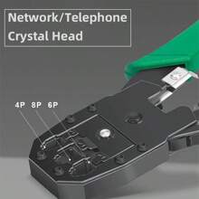 专业 RJ45 Cat5 Cat6 压接工具、4P/6P/8P 多功能网络压接钳、有线电视压接工具、以太网压接工具、切割和剥线钳、网线水晶头压接钳 - 軍綠色 - 查看 8