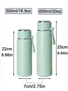 1 个 SUS316 不锈钢真空保温水瓶，带手柄和过滤器，500ml/16.9oz 和 600ml/20oz，防漏，便携，适合户外、旅行、跑步、骑自行车、徒步旅行、游泳返校 - 彩色 - 查看 3