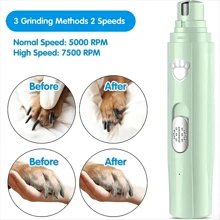 Afilador de uñas para mascotas con forma de pata, cortaúñas eléctrico ajustable a 2 velocidades para un recorte de uñas seguro y suave para perros y gatos, herramienta perfecta para el recorte de uñas de mascotas, el mejor afilador de uñas para mascotas como regalo de Navidad